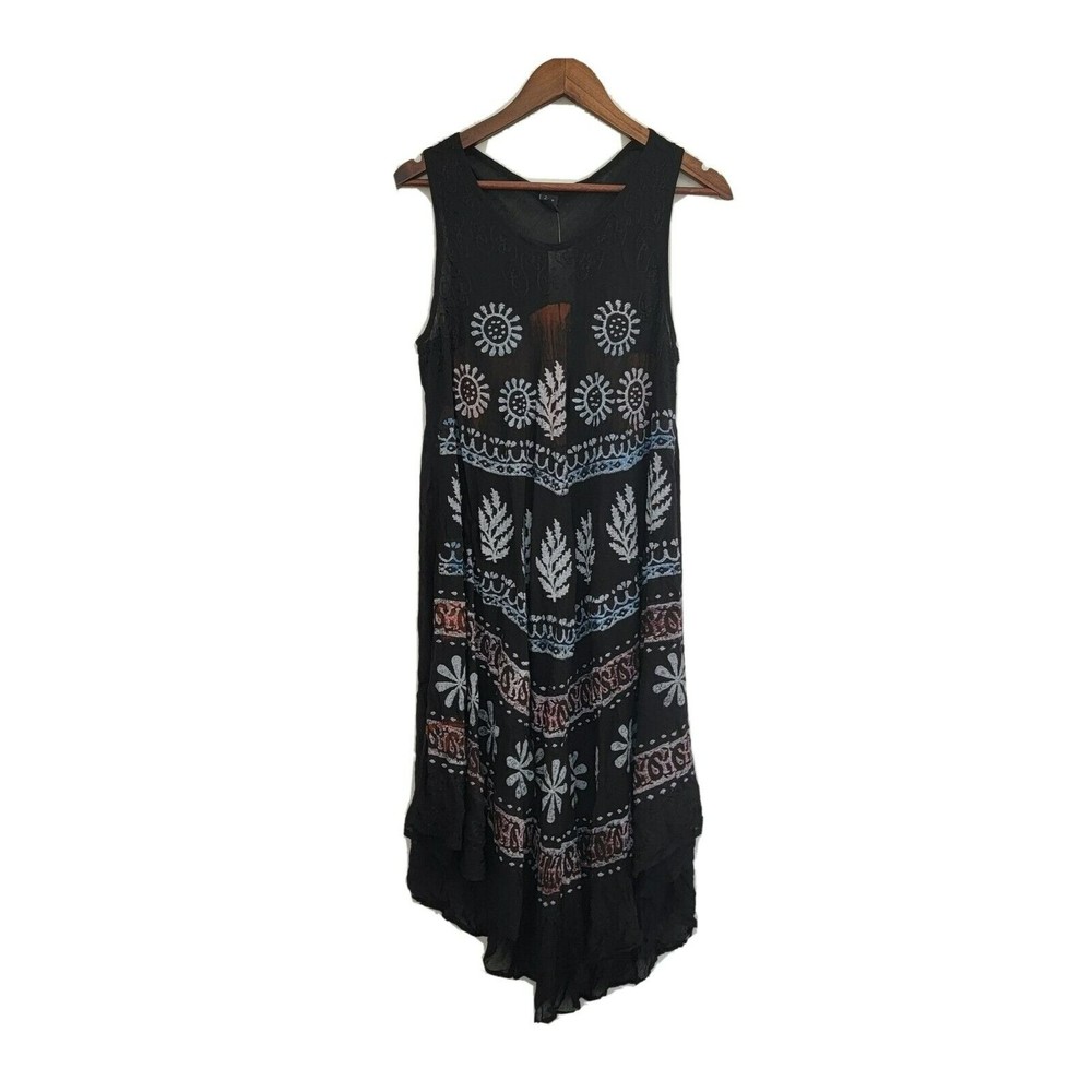 Zury Free Size Dress Black‎ Embroidery Boho Indie Gypsy Hippie